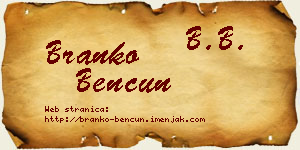 Branko Bencun vizit kartica